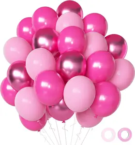 Pink Balloons Metallic Pink Balloon  50Pcs 12Inch Hot Pink Chrome Pink Latex Balloons Light Pink Balloon and Dark Magenta Pink Balloons for Birthday Baby Shower Princess Theme Party Decorations