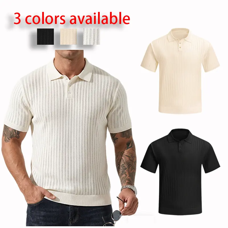 Summer men's casual loose comfortable skin-friendly soft fashionable crocheted knitted short sweater