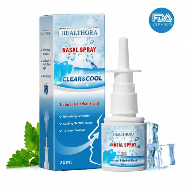 HEALTHORA 20g Natural Mint Cooling Menthol Nose Cleaner - Adult Nasal Cleanser, Sinus Cleaner, Cleansing Herbal Blend for Breath Relief, Fresh Clean Feeling, Relaxation Support, 24-Month Shelf Life