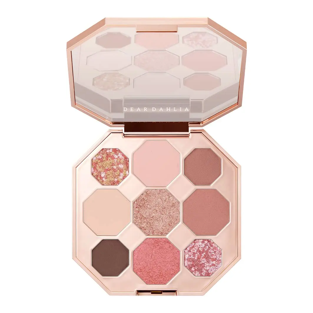 DEAR DAHLIA Secret Garden Flower Tea Party Eyeshadow Palette - Luxury 9-Shade Cosmetic, Long-Lasting, Blendable, Hydrating, Smooth, Matte, Shimmer Sparkle, Glittery, Pearl Finishes, Vegan, Cruelty-Free for Radiant Look, Hydrate, Shimmer Sparkle Palette, G