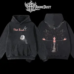 Eren The End Premium Washed T-Shirt, Titan Anime Graphic Tee, Dark Manga Streetwear Oversized Shirt, Vintage Acid Wash Anime Tee
