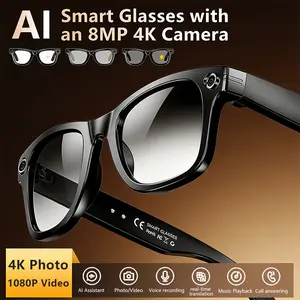 Multifunctional Smart AI Camera Glasses with 8MP Camera, Built-in Smart Voice Assistant, 160+ Languages Real-Time Translation, Photochromic Lenses, Bluetooth, Video Recording, Touch Adjustment, Hands-Free Photo &  Recording for Travel, Conferences.