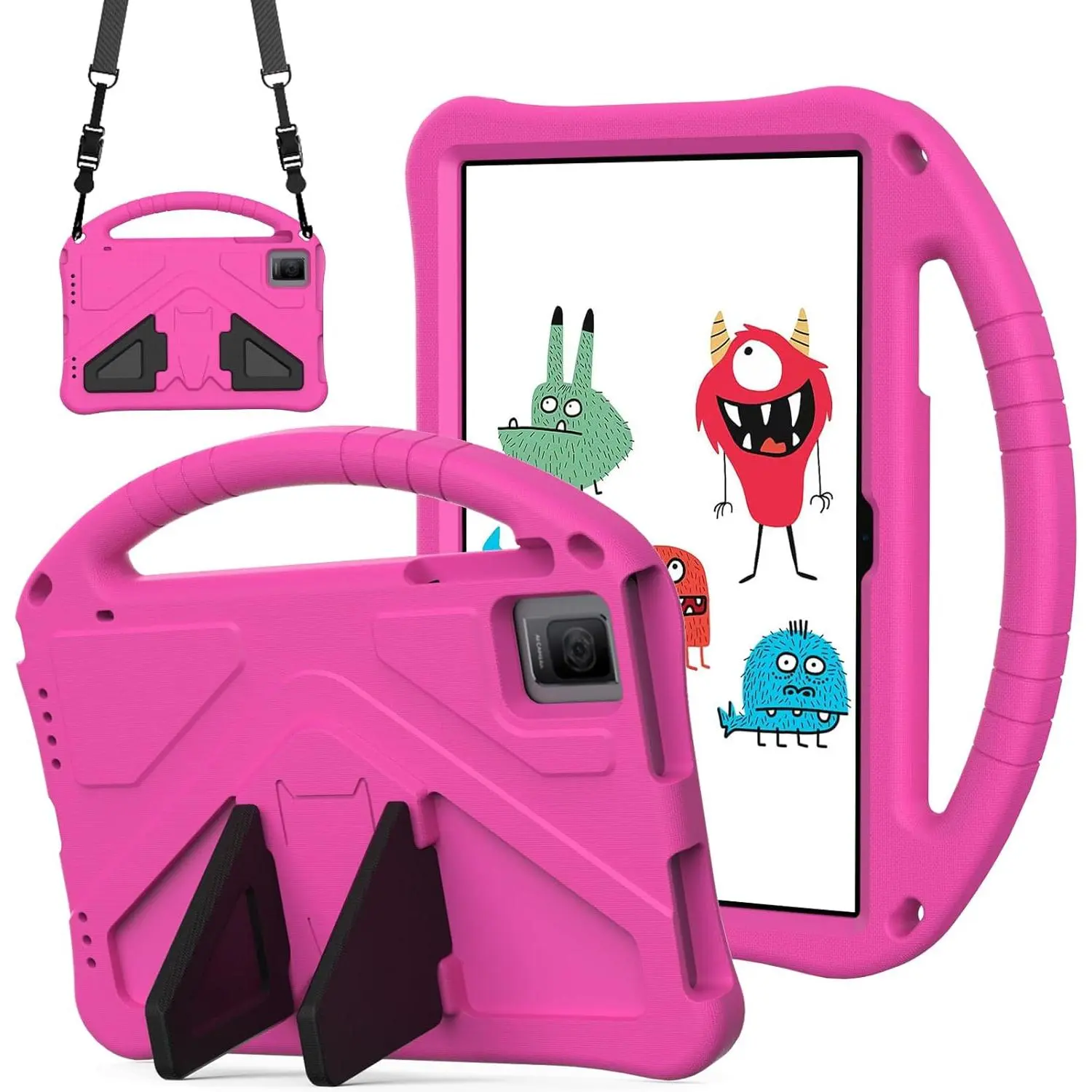 Full EVA Shockproof Tablet Protective Cover for 2023 T-Mobile Revvl Tab 5G 10.36 in Tablet - Kids-Friendly Snug Fit Casing, Detachable Adjustable Shoulder Strap, Handle Kickstand, Full Padding, Adjustable Strap, Grip Handle