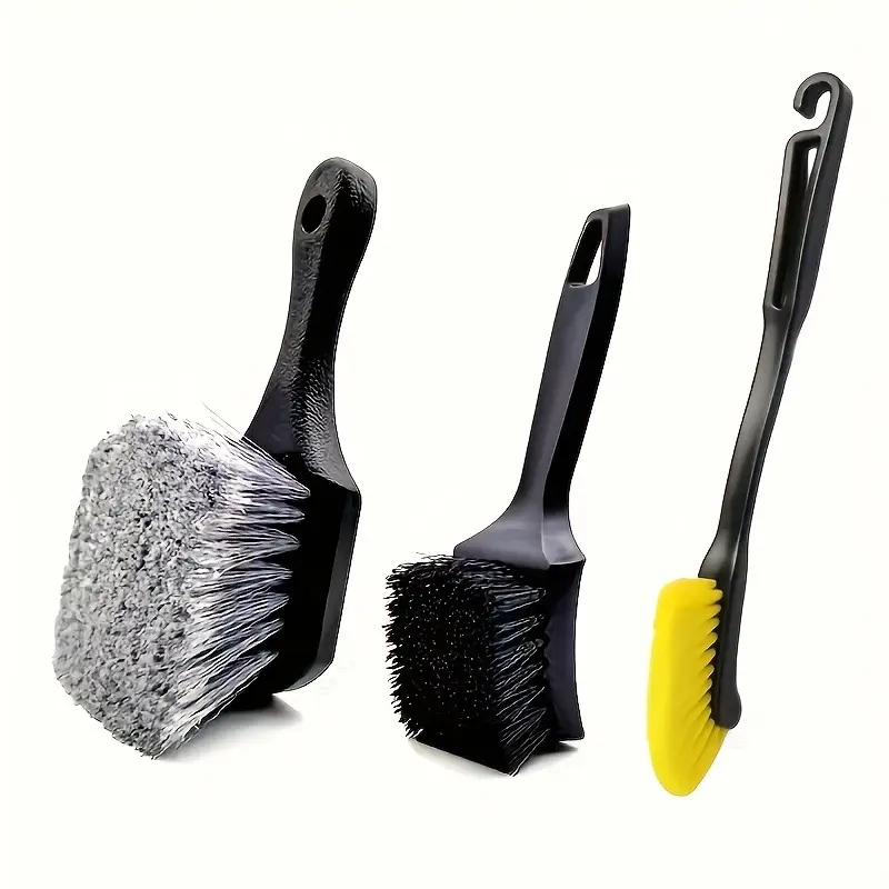 car tire and wheel cleaning brush, ergonomic handle, durable bristles, suitable for cars, SUVs, trucks, car detailing tools, car cleaning tools, car cleaning brush