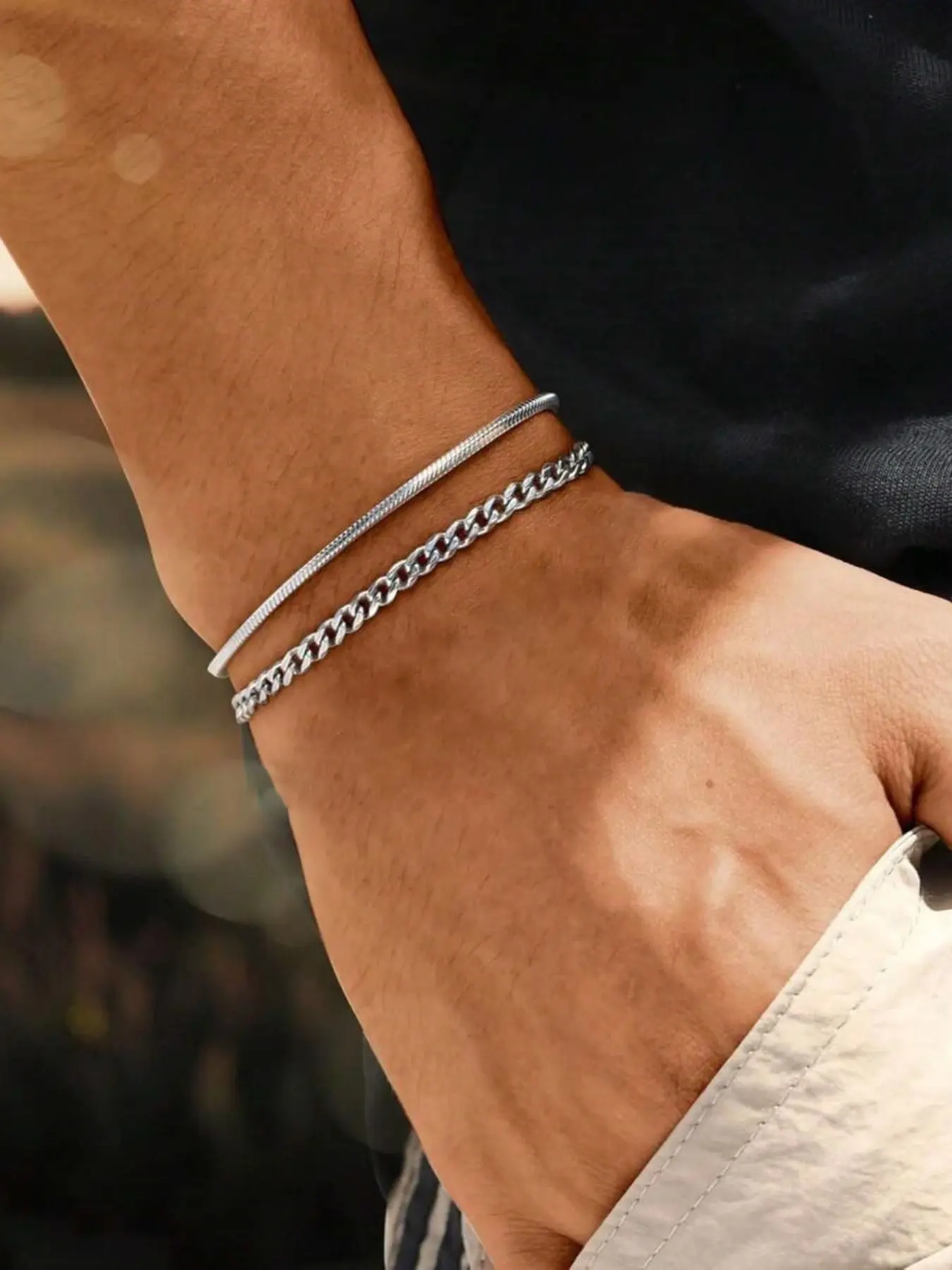 Men's Stainless Steel Adjustable High Quality Bracelet Set, Simple Design for Daily Wear, Durable & Stylish Accessory for Men, Stainless Steel Bracelets