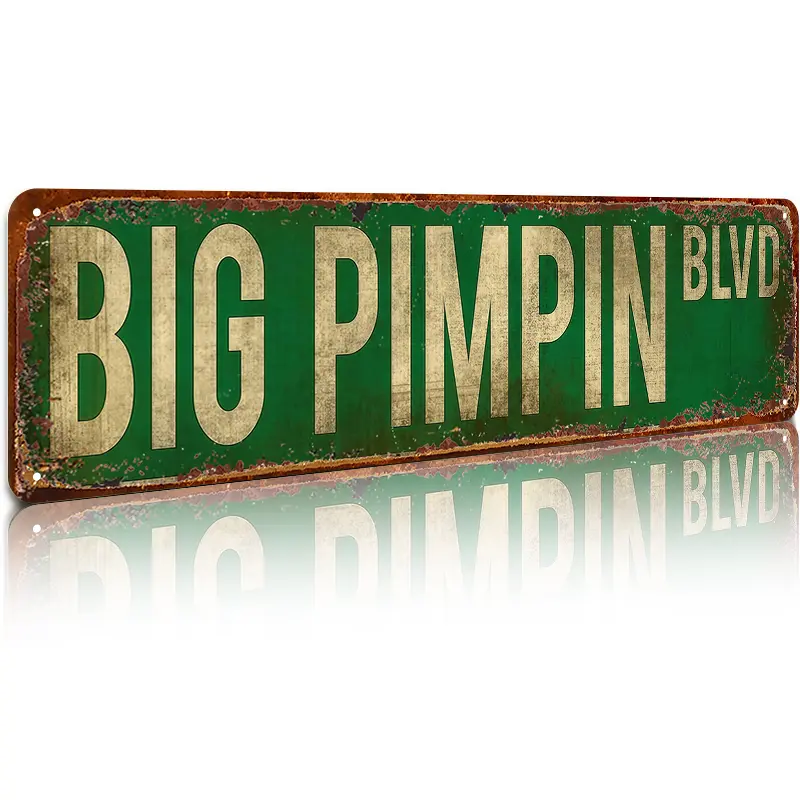 Vintage Big Pimpin Boulevard Metal Street Aluminum Sign 16x4 Inch Retro Design for Home Farmhouse Bar Cafe Garage Indoor Outdoor Gift Plaques Yard Sign Home Signboard