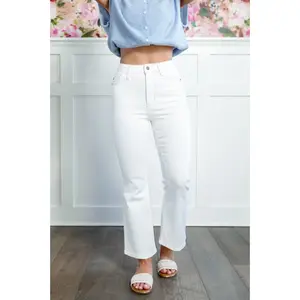 Judy Blue High Rise White Kick Flare Jeans