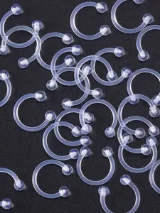 5pcs 16g Clear Flexible Nose Septum Ring, Septum Pierced Ring, Horseshoe Piercing Retainer, Acrylic Eyebrow Nipple Lip Cartilage Jewelry, 8mm 10mm