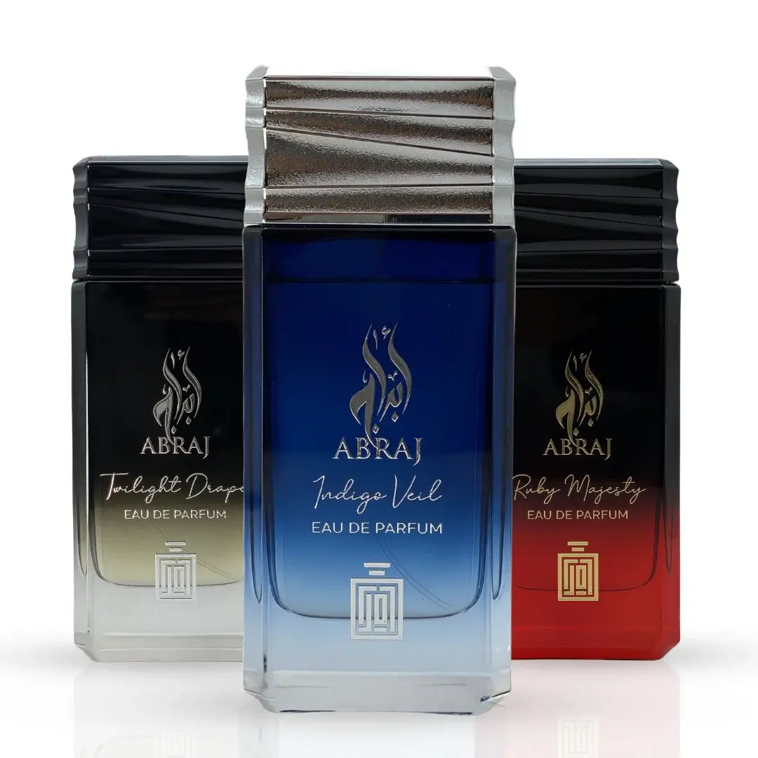 Abraj Twilight Drape & Abraj Ruby Majesty & Abraj Indigo Veil Eau De Parfum Spray 100ml (3.4 oz) By Aura by Aura (Bundle)
