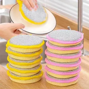 10 Piece Cleaning Sponge  Double-Sided Dish Sponge Scrubber Non-Scratch Kitchen Cleaning Sponge Multi-Purpose Round Dishwashing Pad Heavy Duty Scrub Sponge For Dishes Reusable Kitchen Sponge Scrubber  Scouring Pads/Square Dishcloths kitchenware Set