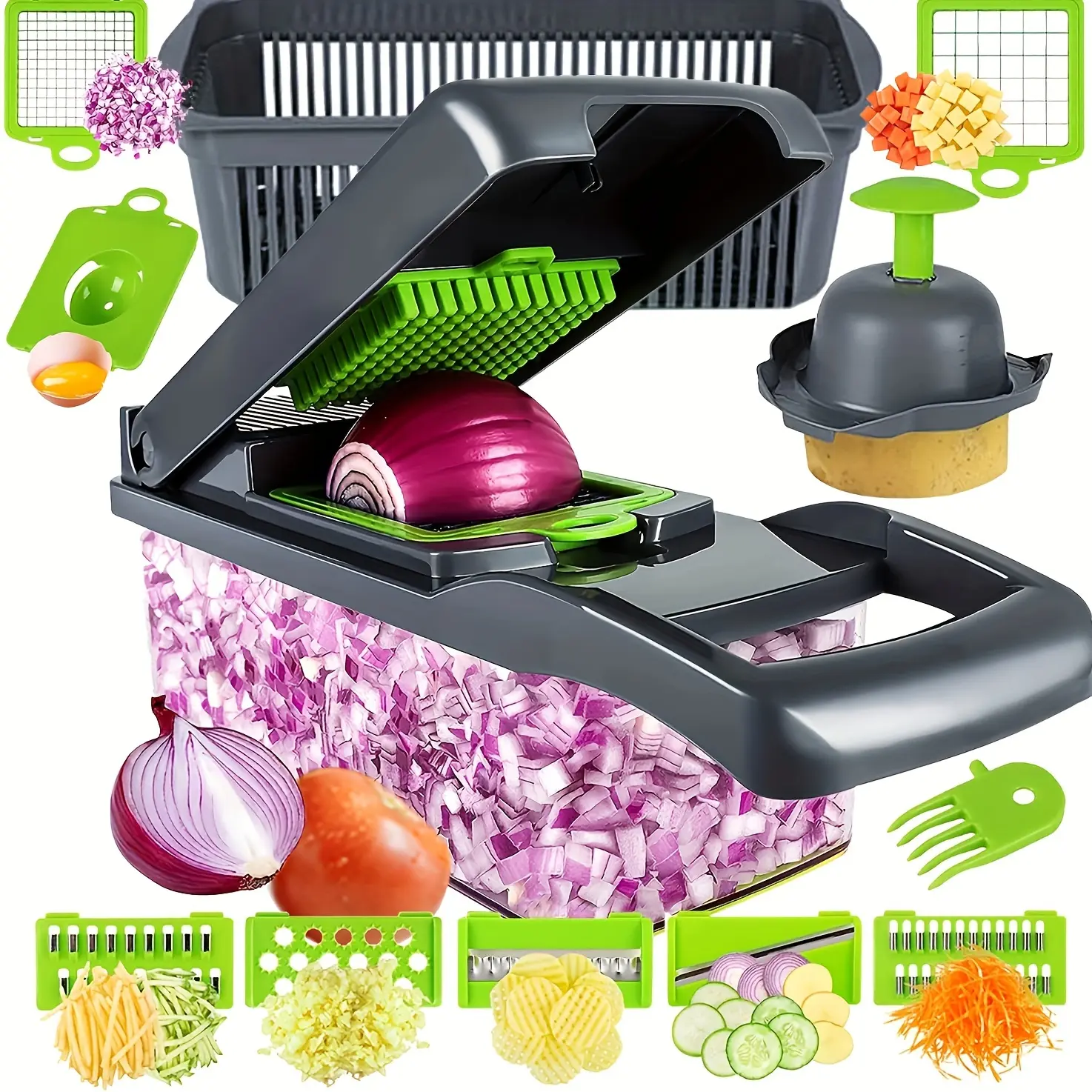 Multifunctional Chopper Slicer - Handheld Fruit & Vegetable Chopper, Kitchen Dicer Shredder Utensil for Onion, Garlic Prep to Elevate Kitchen Efficiency