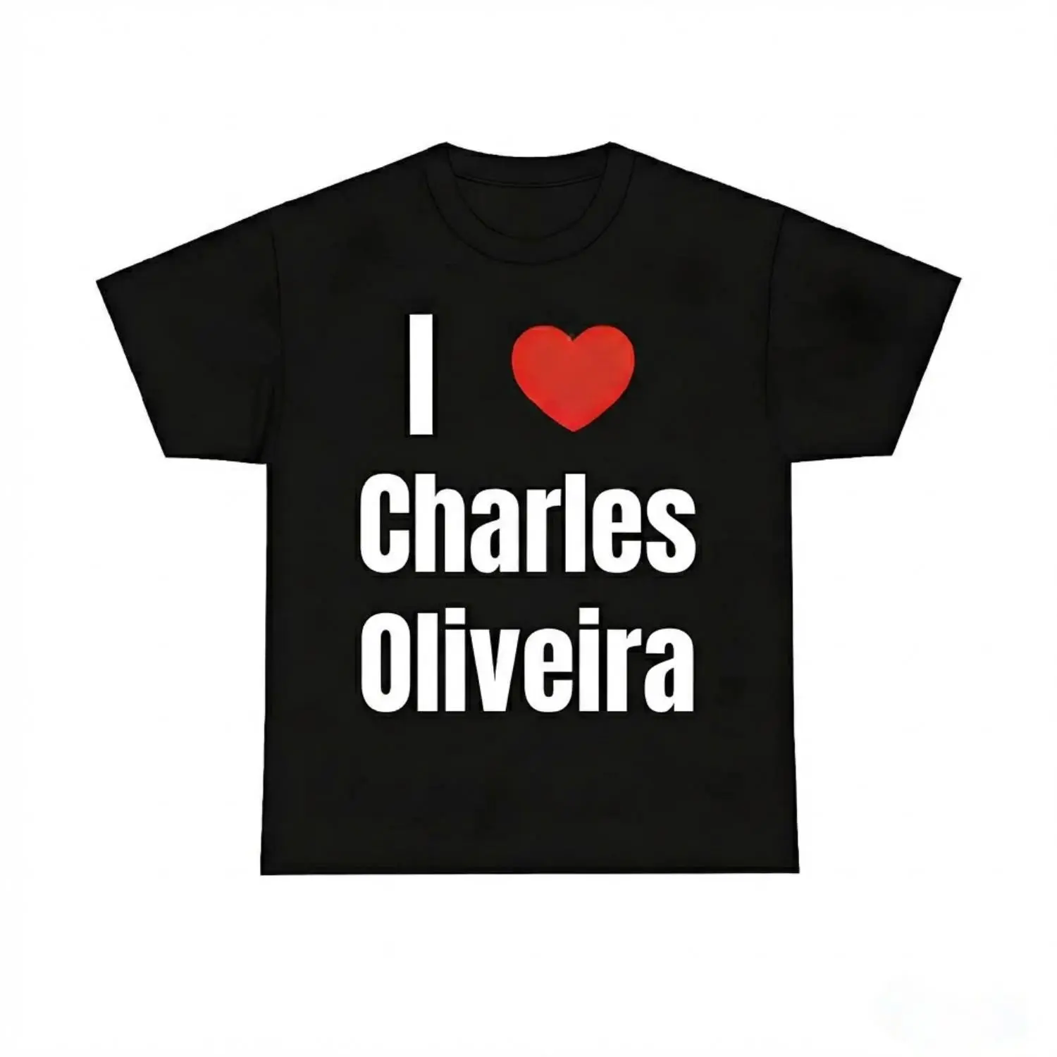 Game Day Apparel Cotton T-Shirt Featuring I Heart Charles Oliveira for Fans with Graphic Design