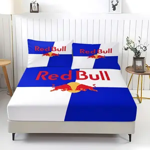 3-Piece Red Bull Pattern Bedding Set, Comfortable Printed Design, Includes 1 Fitted Sheet & 2 Pillowcases, Non-Slip, Perfect Gift, Bedsheet, Bed Sheet Sets