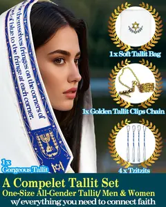 Tallit Prayer Shawl 72” x 22” with Bag, Clip, Tzitzits All-in-One Bundle