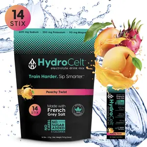 HydroCelt Peachy Twist Electrolyte Drink Mix – Zero Sugar Hydration Powder, 14 Stick Packs, Peach, Mango, Dragonfruit Flavor
