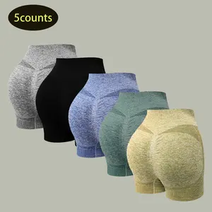 5pcs High Waist Butt Lifting Biker Shorts for Women - Seamless, Slim Fit Workout Shorts for Fitness and Activewear Benefits Athletic Bottoms