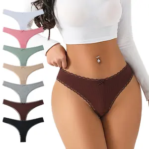 HOTCOM Style Lace Thong for Women – Cute Bow Detail, Soft Lightweight Everyday Womenswear Underwear