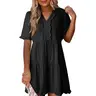 Dokotoo Womens Dresses 2026 Summer Spring V Neck Ruffle Short Sleeve Casual A-Line Flowy Swing Shift Dress Mini Dress