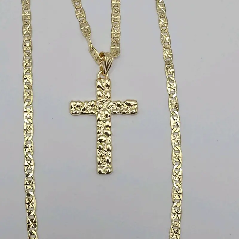 CROSS Fashion New NUGGET Style Gold-Plated Cross Pendant Necklace 24"inches