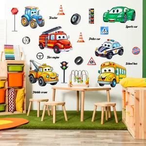 2Pcs 30x90cm Car Bus Pattern 2D Matte Wall Sticker Self-Adhesive Home Decoration