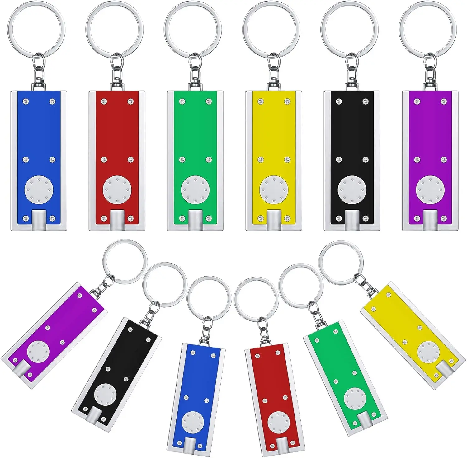 12 Pcs Mini LED Keychains Flashlight, Colorful Mini Flashlights Bulk Badge Flashlight Portable Torch Key Chain for Outdoor Emergency Camping Gift(Bright)