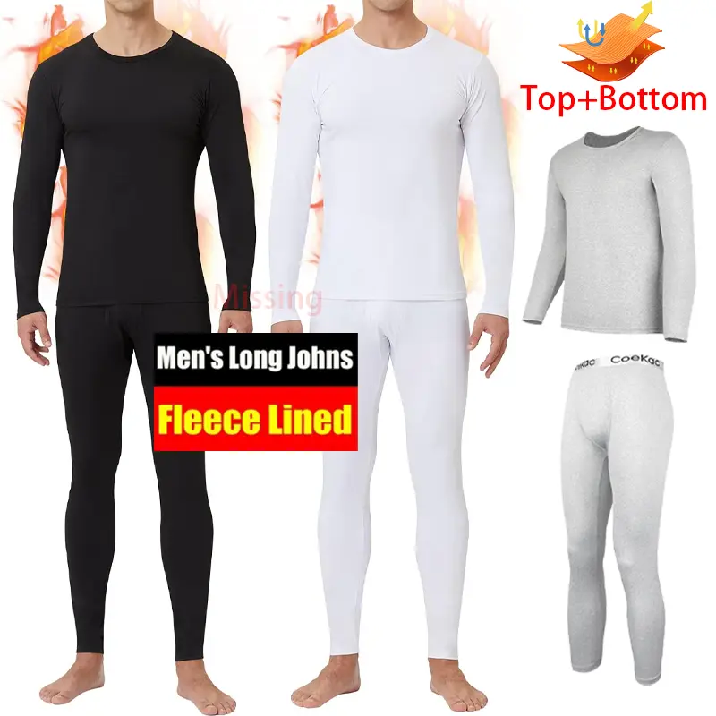 CATTIBOR 4 PIECE  Men's Thermal Underwear Set,Men Long Johns Set,Men Base Layer Top & Bottom,Men Pajamas Set Sleepwear,Men Underwear