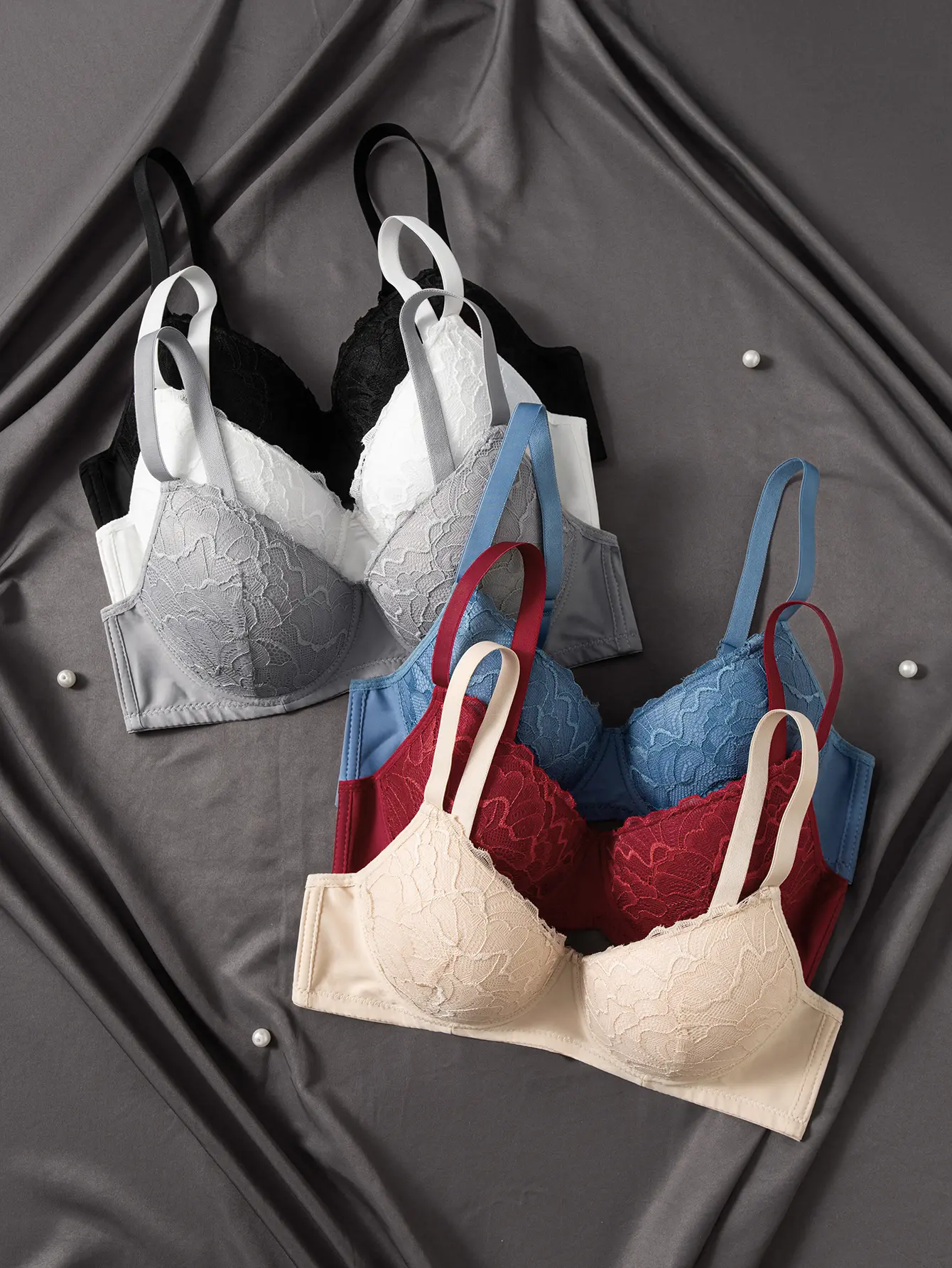 6Pack Lace Trim Bra, Elegant and Sexy, Multi-Color Combination, Basic Daily Underwear