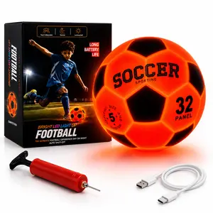 Rechargeable Glow Soccer Ball Size 5 with Pump - Dual LED Auto Color Changing, Type-C Charging, Impact-Activated for Match Night, Tournament Season, Backyard & Outdoor Play
