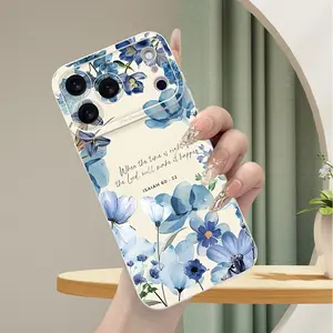 A blue floral background paired with a Bible Isaiah pattern phone case, TPU shockproof full protection case, suitable for iPhone 17/16/15/14/13/12/11 PRO MAX PLUS AIR E XS and PROMAX MINI, is an ideal gift for friends and family, MS2597.