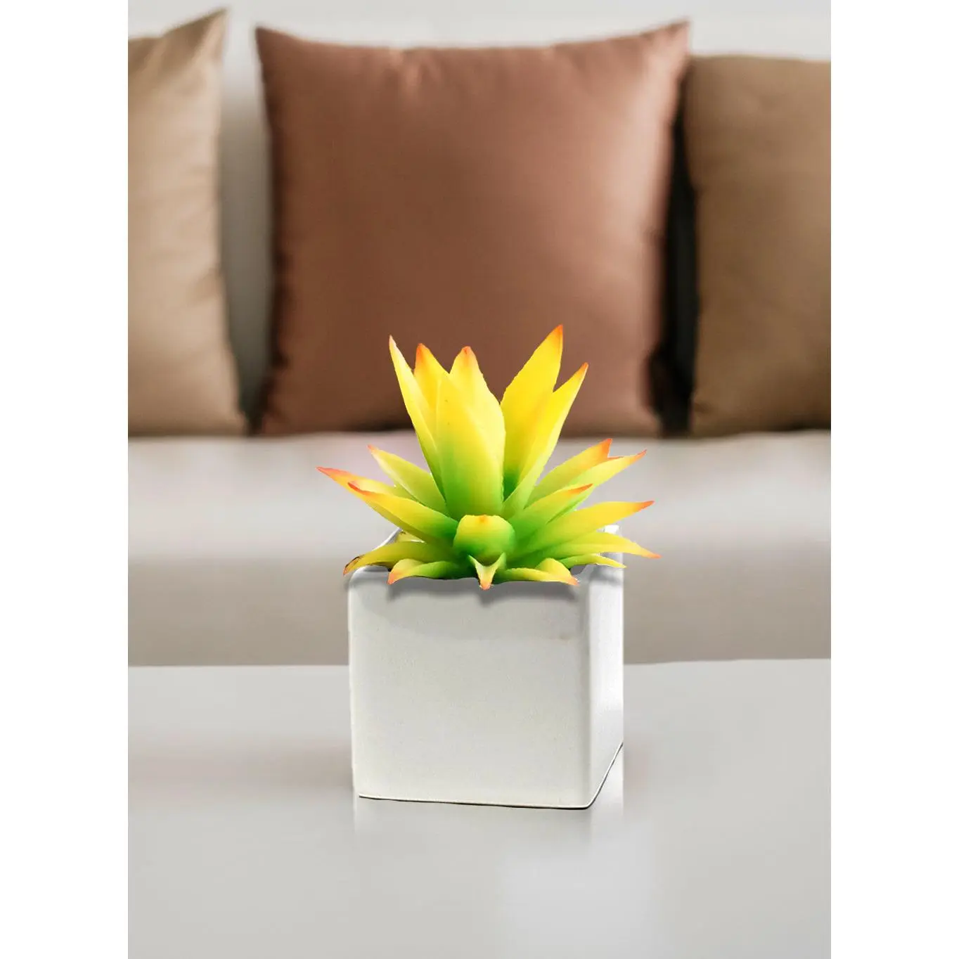 Serene Spaces Living Set of 4 Glossy White Ceramic Square Vase, 3" Dia & 3" Tall