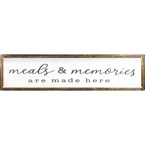 Farmhouse Kitchen Wall Decor Meals and Memories Are Made Here Sign Rustic Metal Kitchen Signs Dinning Room Wall Decor 4x16 In