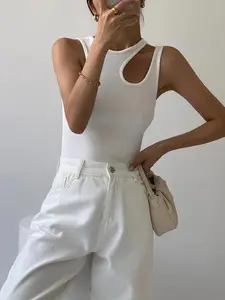 Ellis Solid Cutout Tank Top