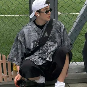 Korean Style Number Vintage Baseball Jersey Shirt, Dark Aesthetic Number Tee, Unisex Streetwear Graphic Baseball Style Shirt