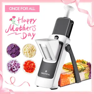 【ONCE FOR ALL 】2026 new model, 4th generationJS04 Upgrade Safe Mandoline Slicer Plus Adjustable Vegetable Food Chopper with Detachable Blade 420 Stainless Steel Blades Easy Clean Kitchen Tool Gift chopping helper quick cheese grater