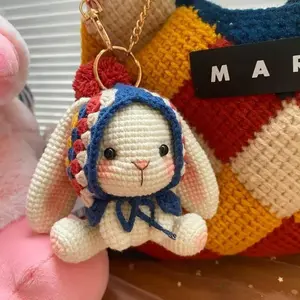 Handmade Crochet Bunny Miffy Lifestyle Keychain Bag With Charm, Handmade crochet Keychain, Bunny Crochet Keychain, Easter day, Cute Keychain