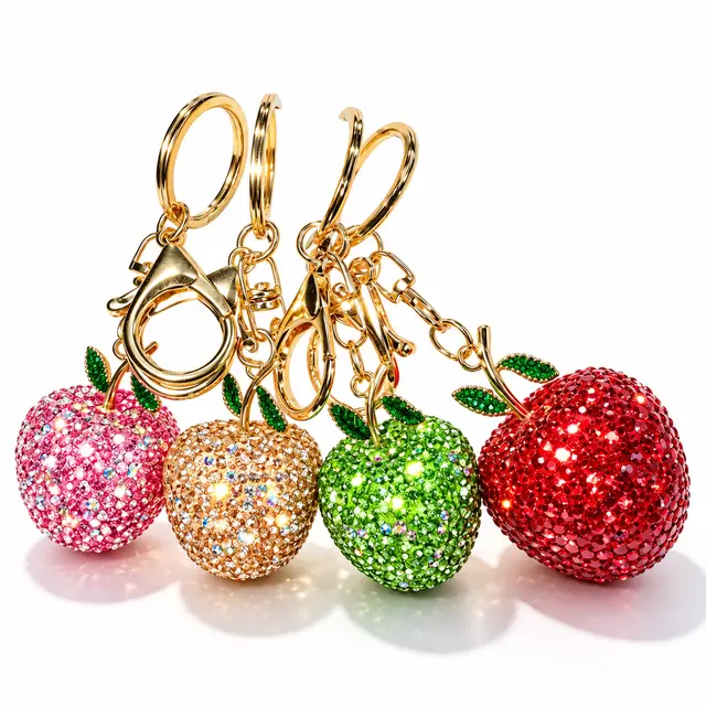 Apple Keychain Set (Pink + Gold + Green + Red)