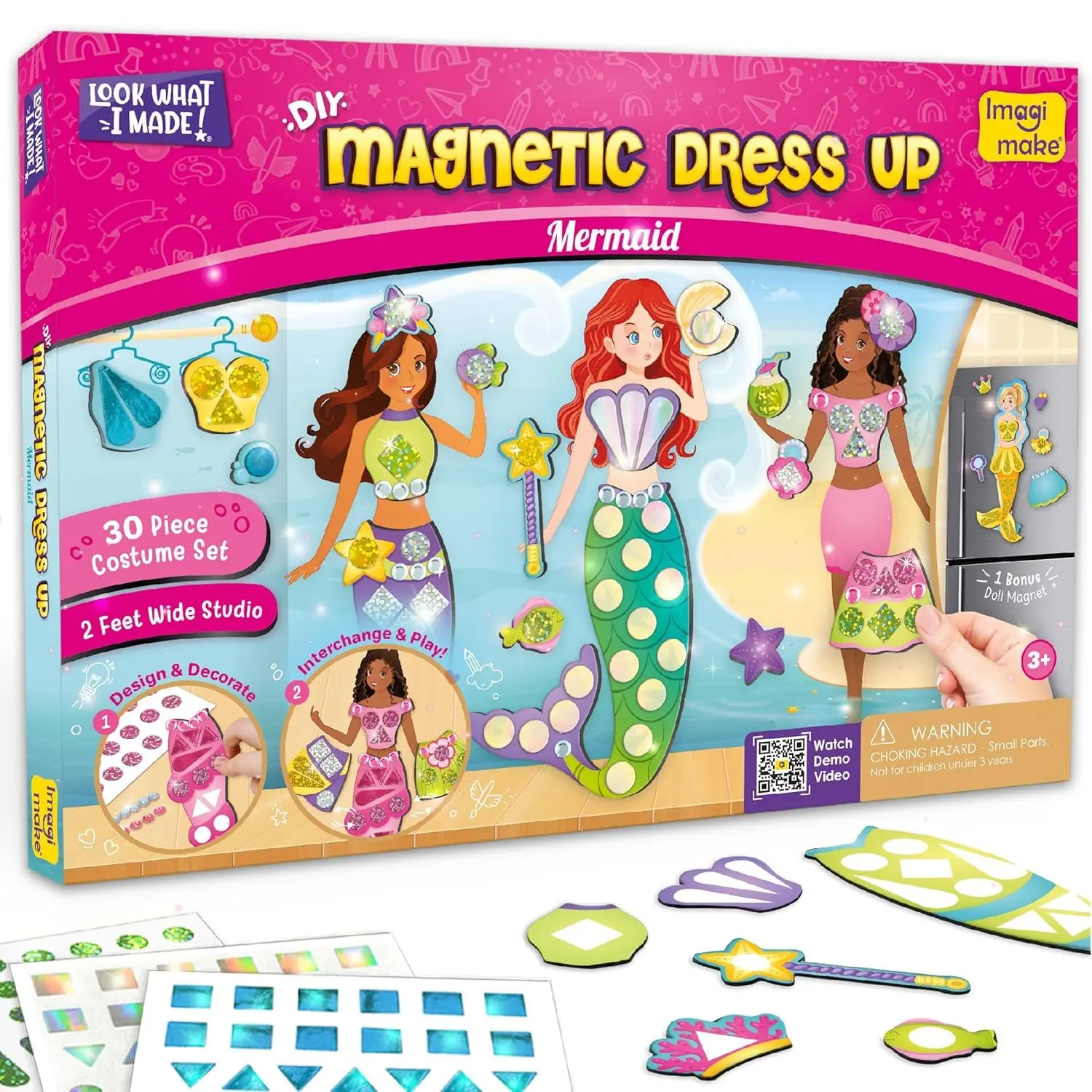 Imagimake DIY Magnetic Dress-Up Mermaid | Pretend Play Magnetic Toys for Kids 3-5 | 30 Magnetic Dresses & Accessories | Interchange & Create Unlimited Outfits | 3,4,5,6 & 7 Year Old Girl Birthday Gift