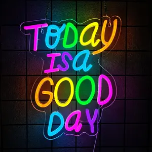 Today is a wonderful day Neon lettering Neon color lettering Motivational neon signs LED light signs Suitable for bars, cafes, restaurants, offices, and living rooms
