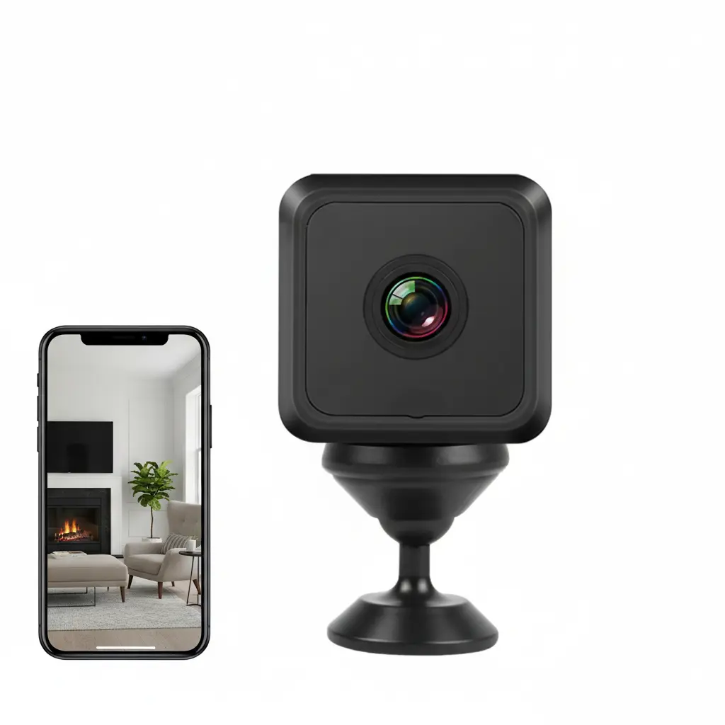 WiFi Smart Home Device with HD Night Vision, Rechargeable 300mAh Battery, Motion Detection, APP Remote Viewing, USB Power Supply, Magnetic Stand for Indoor Use Wireless Nanny