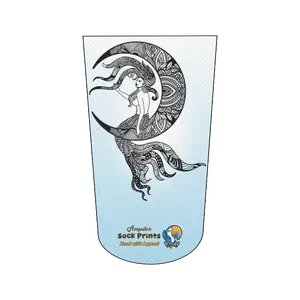 Amputee Sock "Mermaid Moon BW Outline lhtblu bgnd 001 v1", Prosthetic Limb Sock, 3ply Stump Sock