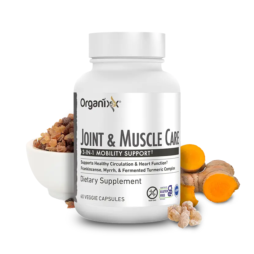 Organixx Joint & Muscle Care Organic Turmeric Supplement, 3-in-1 Frankincense, Turmeric and Myrrh Joint Health & Joint Support Supplement Body Care Capsules for Skin, Supports Swelling, Tension, 60 Capsules Healthcare Fitness