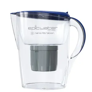 Epic Water Filters Pitcher: 10 Cup, 150 Gallon Filter, Gravity, Removes Viruses, Bacteria, Chlorine (Navy Blue)