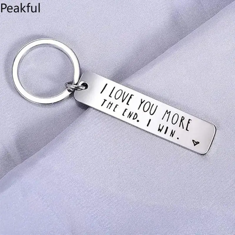 Long Bar Slogan Pendant Key Ring, Viral Polished Stainless Steel Key Holder, Cute Fashion Daily Carry Ornament for All Genders, smooth comfortable touch & exquisite engraving design, perfect for outdoor travel, office daily matching, couple gifts