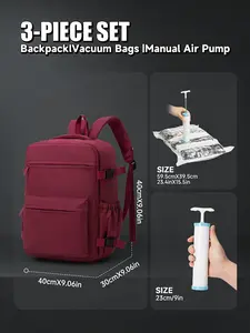 Airplane- Carry-On Backpack with Vacuum Compression System & Pump - Expandable Cabin Bag for Ryanair/EasyJet, 40x30x20 Tui design, Heavy-Duty Laptop Computer Bag (39.62cm), Multi-Compartment Travel Backpack for & Lightweight Backpack