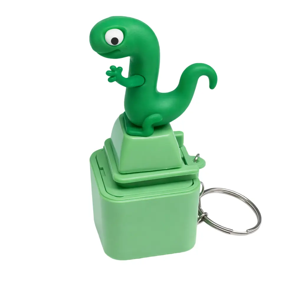 3PCS Lizard Button Keychain Press to Make a Sound Relieve Stress Fun Gift Green Design with Keychain