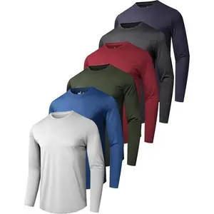 6-piece men's quick drying long sleeved shirt with moisture and UV resistance, suitable for casual wear