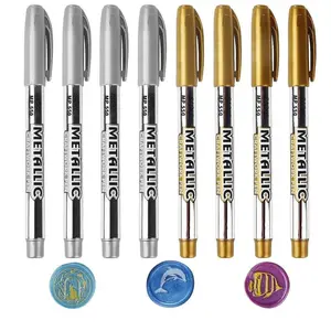Metallic 8 PCS Marker Pens 4 Gold & 4 Silver Glittering Permanent Markers Glossy Shiny Arts Pens for DIY Crafts and Art Projects