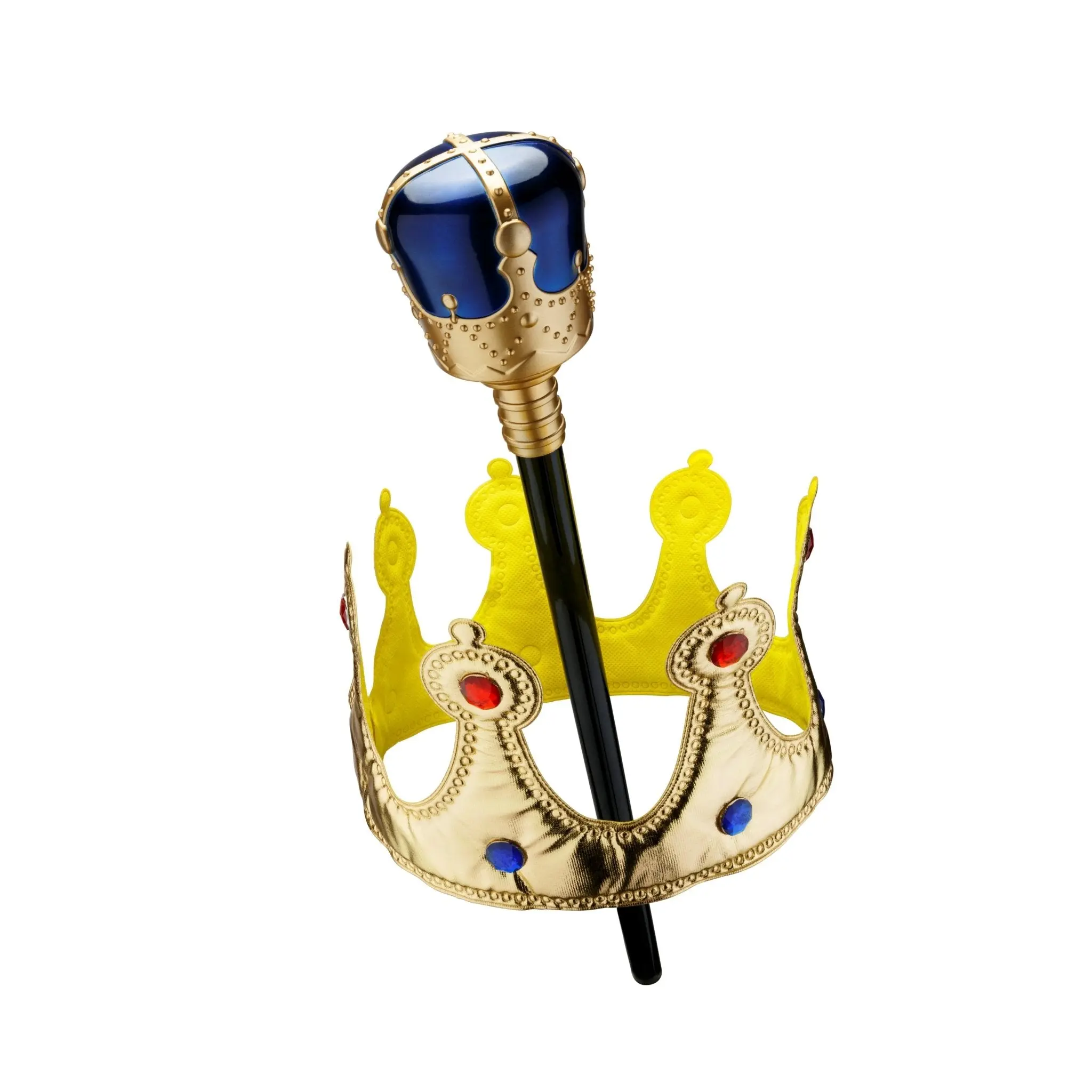 Gold Crown and Scepter Set | Adjustable Crown with Jewels & 16" Scepter - Royal King and Queen Crown Costume Accessory – Pretend Play Fun, Birthday, Dress Up & Role Play Props Party Decoration Supplies Party Supplies