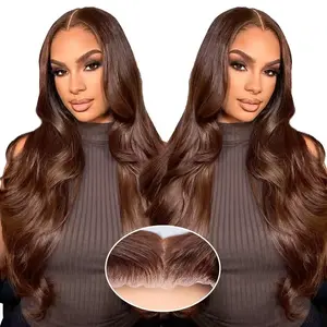 Bling Hair Chocolate Brown 7x5 Glueless Wig Human Hair Ready To Wear Transparent Body Wave 9x6 Lace Closure Wigs