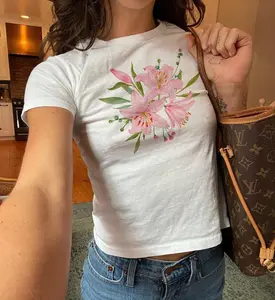 Lilly Baby Tee Floral Graphic Print Baby Tee Lilly Flower Trendy Baby Tee Y2k